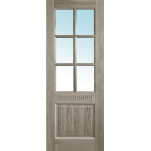 Дверь деревянная межкомнатная из массива бессучкового дуба, Классик, 3 филенки, узор, 6 стекол